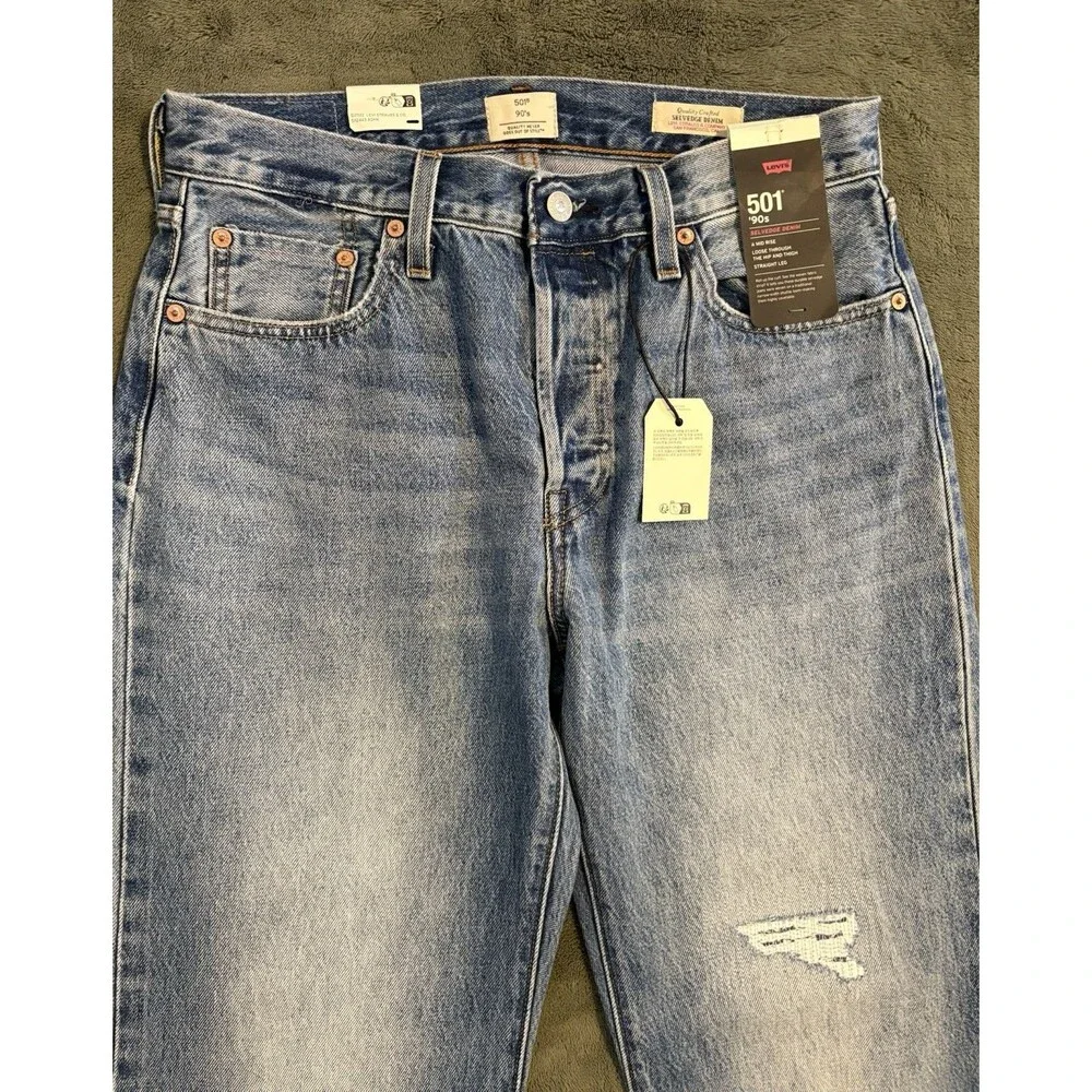 New Levi’s 501 ‘90s 27x30 Big E Selvedge Redline Jeans Denim Sashiko Repair NWT - Picture 7 of 10